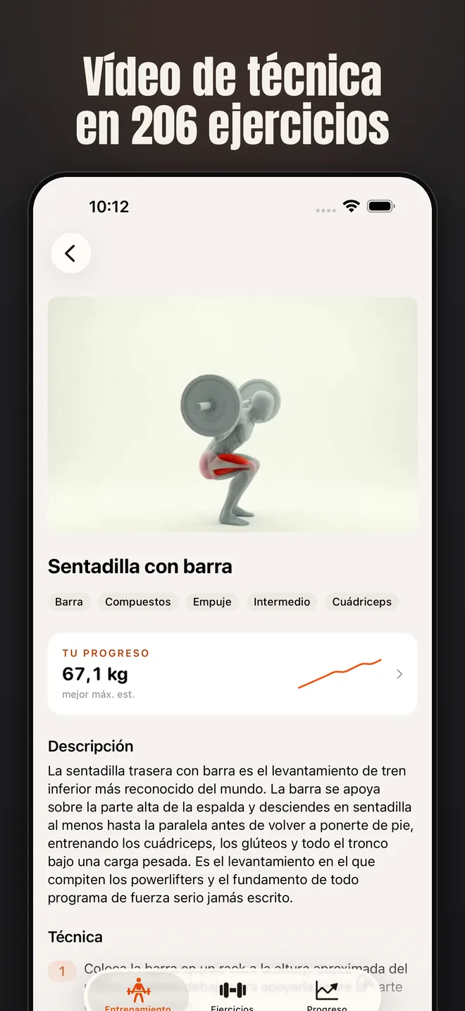 Alzo en iPhone — captura de pantalla: Vídeo de técnica en 206 ejercicios