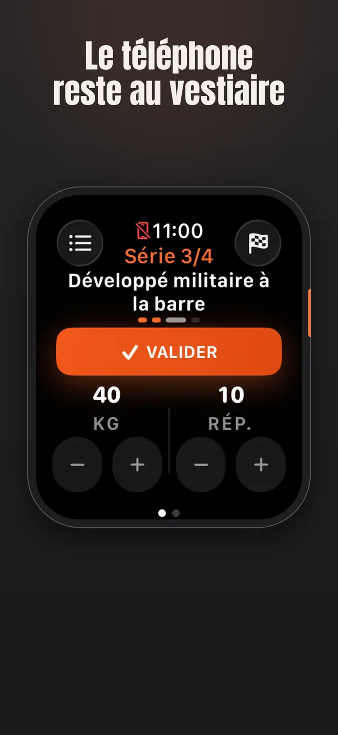 Alzo sur iPhone — capture d’écran : Le téléphone reste au vestiaire