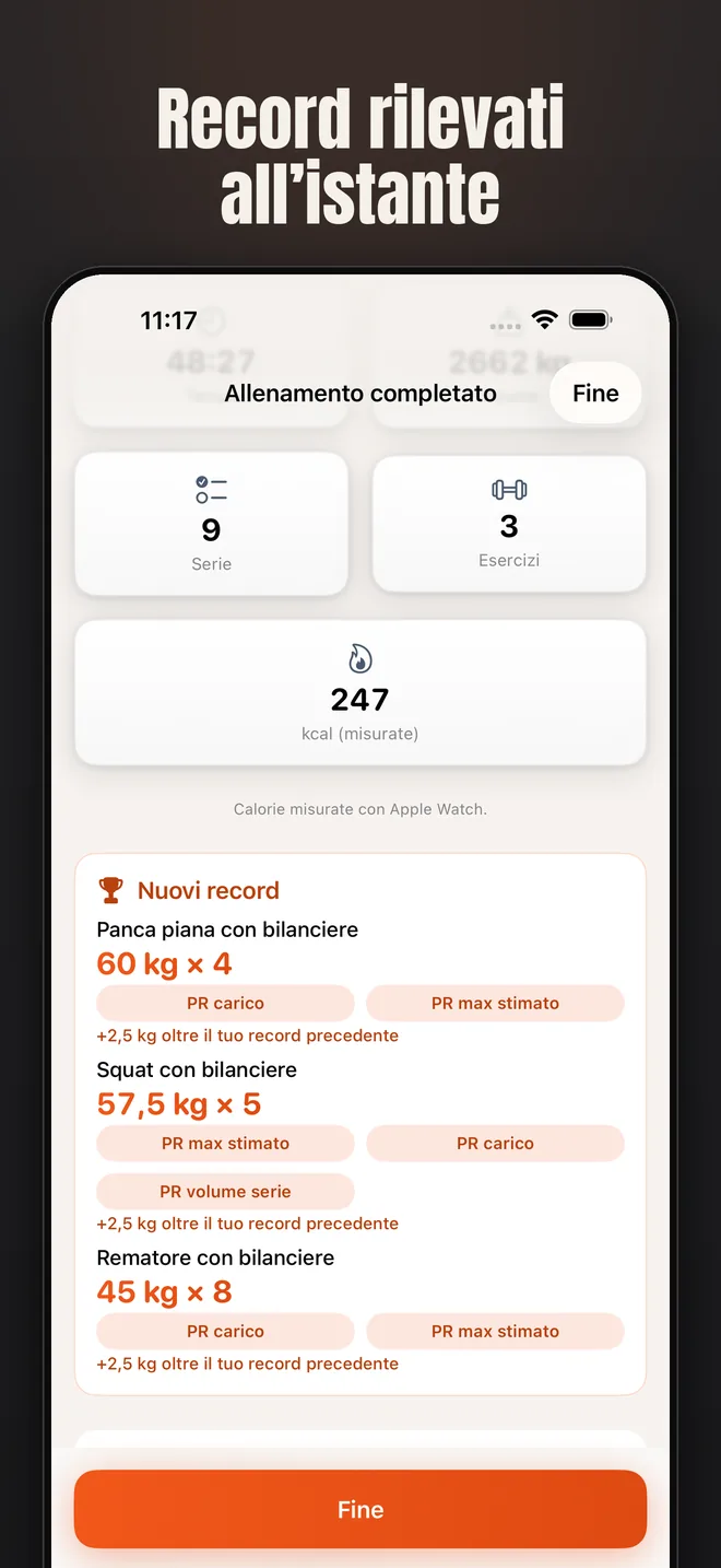 Alzo su iPhone — schermata: Record rilevati all’istante