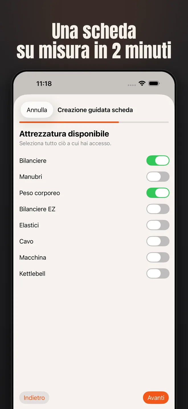Alzo su iPhone — schermata: Una scheda su misura in 2 minuti