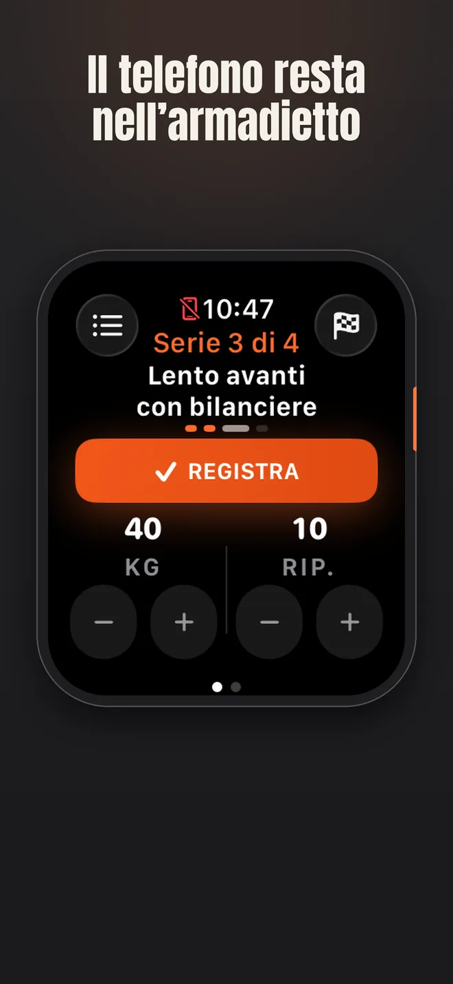 Alzo su iPhone — schermata: Il telefono resta nell’armadietto