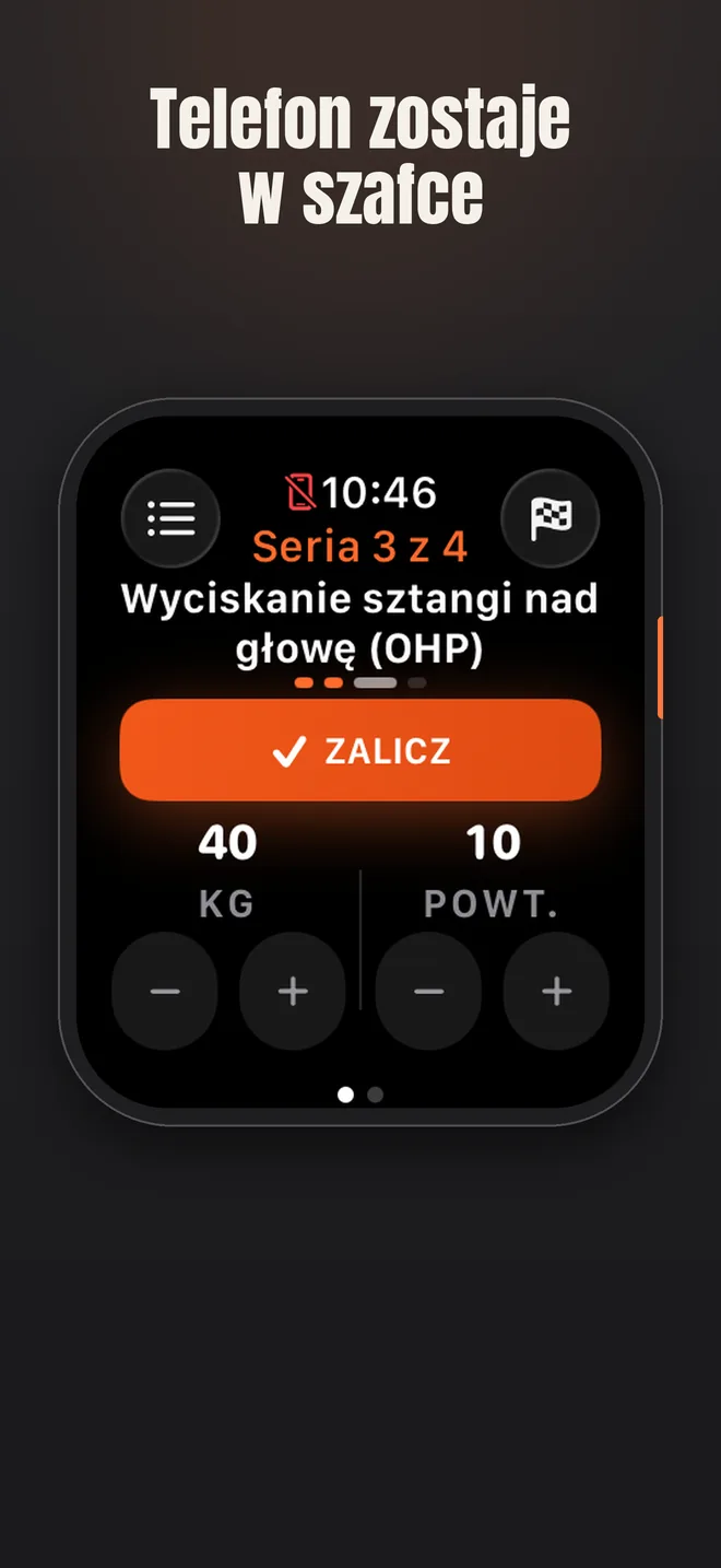 Alzo na iPhonie — zrzut ekranu: Telefon zostaje w szafce