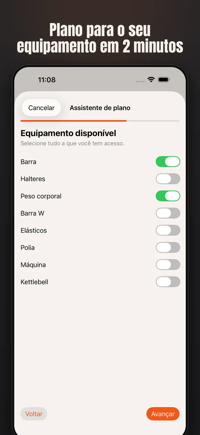 Alzo no iPhone — captura de tela: Plano para o seu equipamento em 2 minutos