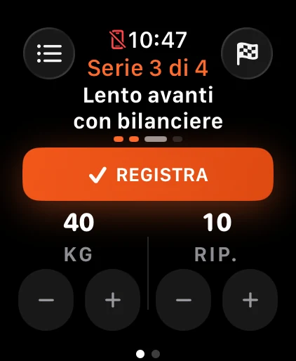 Alzo su Apple Watch: serie 2 di 3, carico e ripetizioni pronti da segnare