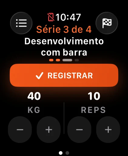 Alzo no Apple Watch: série 2 de 3, carga e repetições prontas para marcar